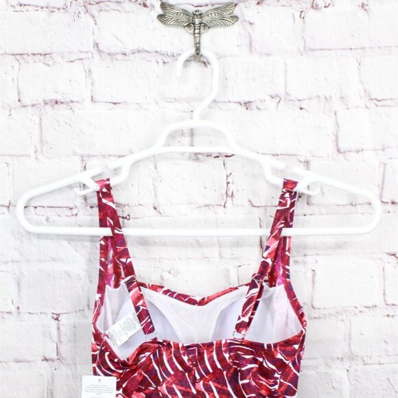 L.L. Bean Mix Match Swimwear Squareneck Tankini Red Geometric Print 6 - Picture 8 of 10